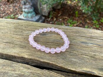 Bracelet élastique de Lithothérapie en Quartz Rose naturel 16