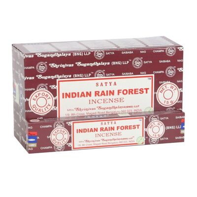 12 paquets de bâtons d'encens Indian Rain Forest par Satya