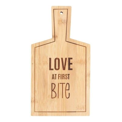 Love At First Bite Tabla de servir de bambú