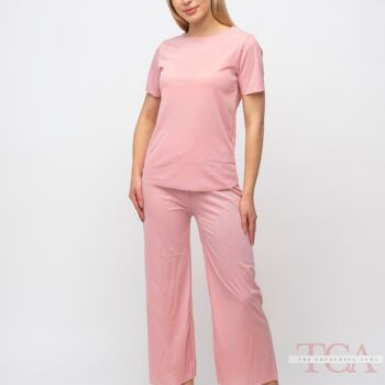 Ensemble de pyjama de nuit en soie pour femmes en coton doux et uni noir 7