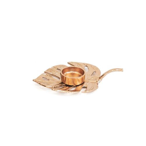 HV Candleholder Monstera- Gold-16x12x4