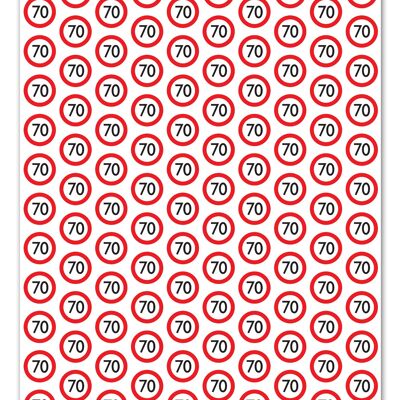 Warning Gift Wrap 70 - 70th Birthday **Pack of 2 Sheets Folded**