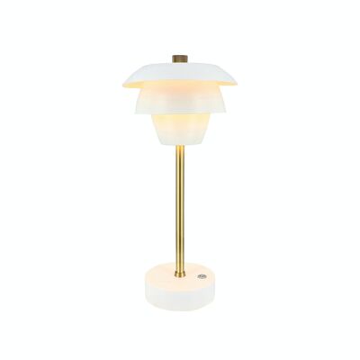 DESIGNER RECHARGEABLE TABLE LAMP WHITE AND GOLD HT31CM MOXY