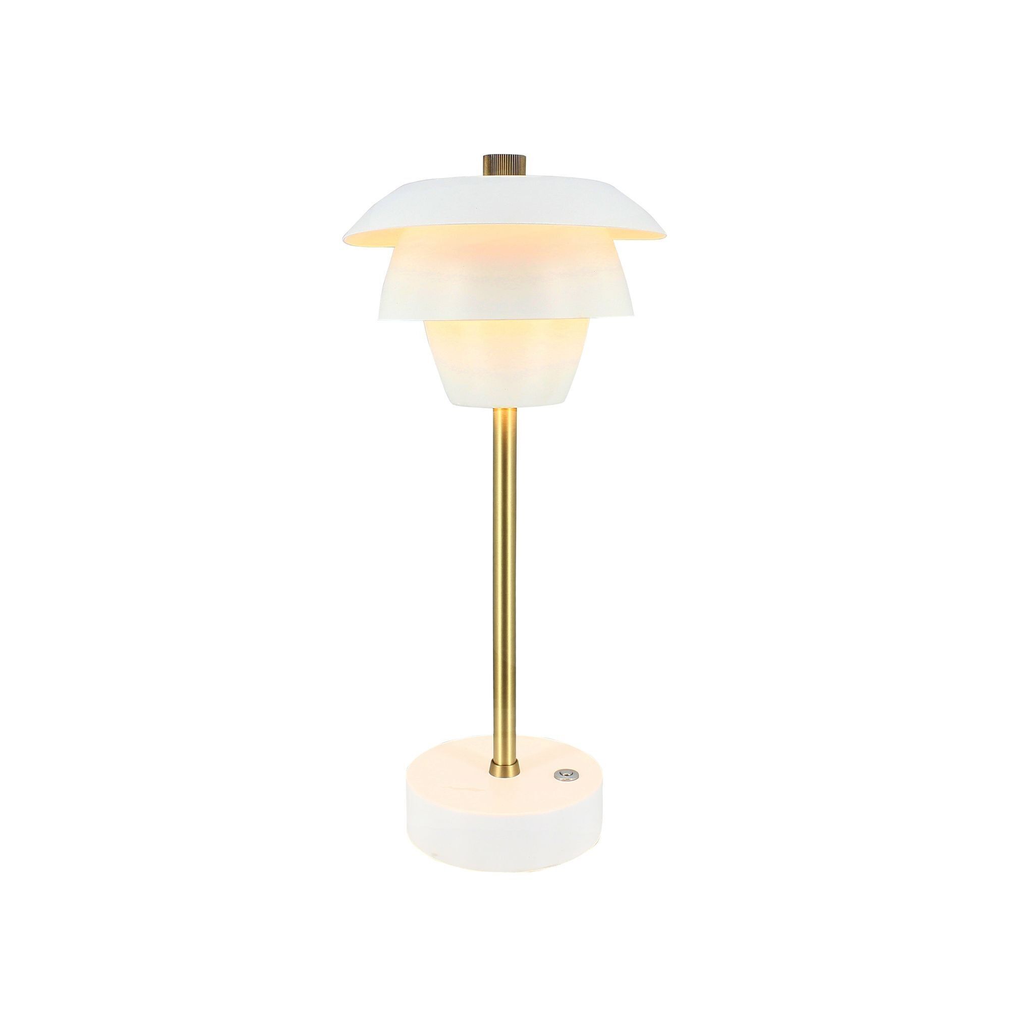 DESIGNER RECHARGEABLE TABLE LAMP WHITE AND GOLD HT31CM MOXY