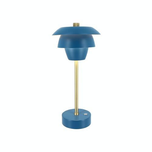 LAMPE A POSER DESIGN RECHARGEABLE BLEU ET DORÉ HT31CM MOXY