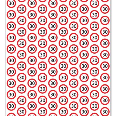 Warning Gift Wrap 30 - 30th Birthday **Pack of 2 Sheets Folded**