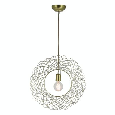 SUSPENSION RONDE MÉTAL DÉCORATION FILAIRE DORÉE DIAM 47.5CM OLA