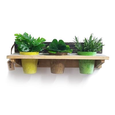 Ensembles de supports à pots Calm suspendus en bois 'Roots' avec 3 pots Artstone