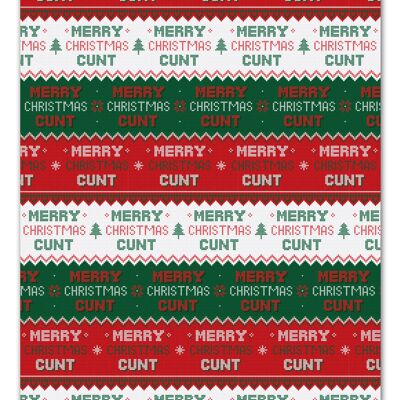 Merry Christmas Cunt Rude Gift Wrap **Pack of 2 Sheets Folded**