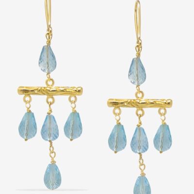 Boucles d'Oreilles Tiziana Or Vermeil Topaze Bleue