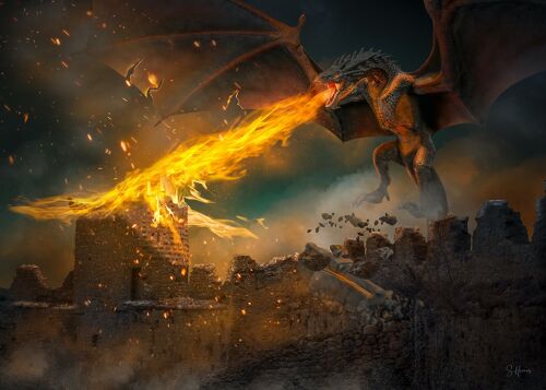 Dragon attaque chateau de Puilaurens