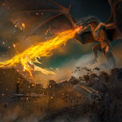 Dragon attacks Puilaurens castle