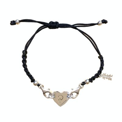 Bracciale con soggetto cuore in argento personalizzabile con una lettera