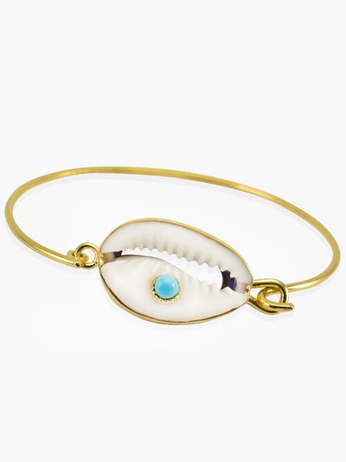 Turquoise & Cowrie Shell Cuff Bracelet