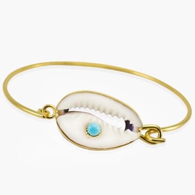 Bracelet Manchette Turquoise & Cauri