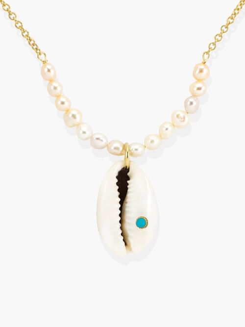 Turquoise & Cowrie Shell Necklace