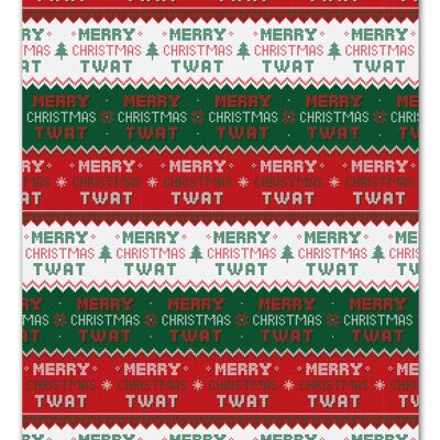 Merry Christmas Twat Rude Gift Wrap **Pack of 2 Sheets Folded**