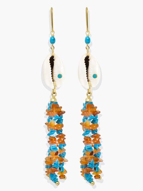Turquoise & Cowrie Statement Earrings