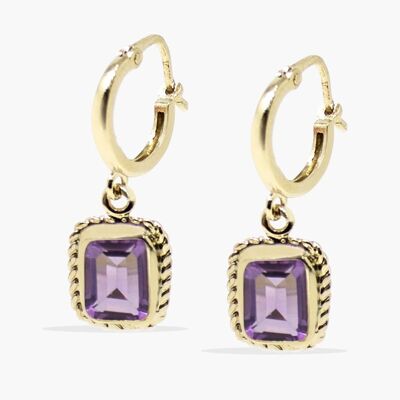 Luccichio Gold Vermeil Amethyst Hoop Earrings