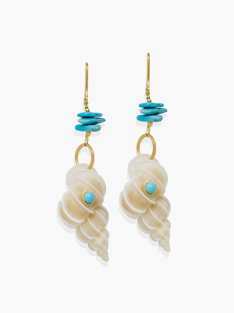 Ohrringe aus Türkis und Wentletrap-Muscheln