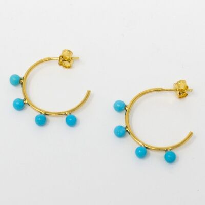 Turquoise Beads Hoop Earrings