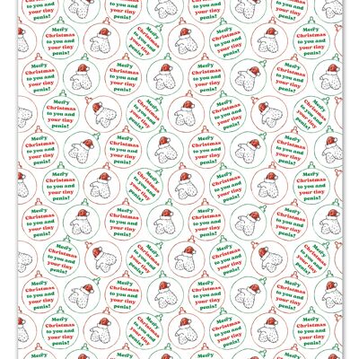 Christmas Tiny Penis Rude Gift Wrap **Pack of 2 Sheets Folded**