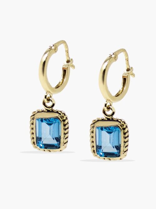 Luccichio Gold Vermeil Blue Topaz Hoop Earrings