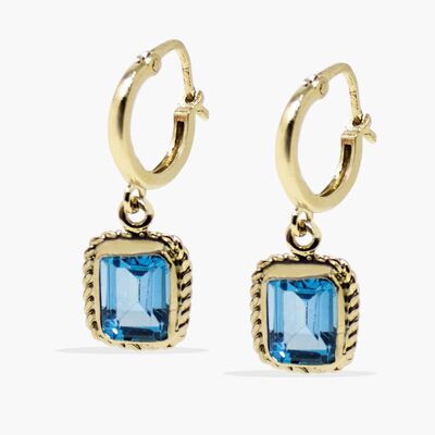 Luccichio Gold Vermeil Blue Topaz Hoop Earrings