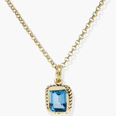 Collier Luccichio Or Vermeil Topaze Bleue