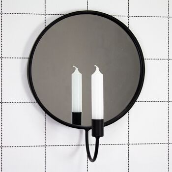 HV Bougeoir Miroir Rond - Noir - 24x12x30cm 3