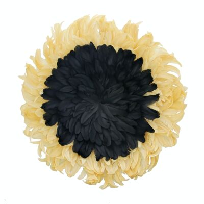 JUJUHAT WALL DECO IN BLACK INTERIOR COCK FEATHER DIAMETER 60CM PLUMET