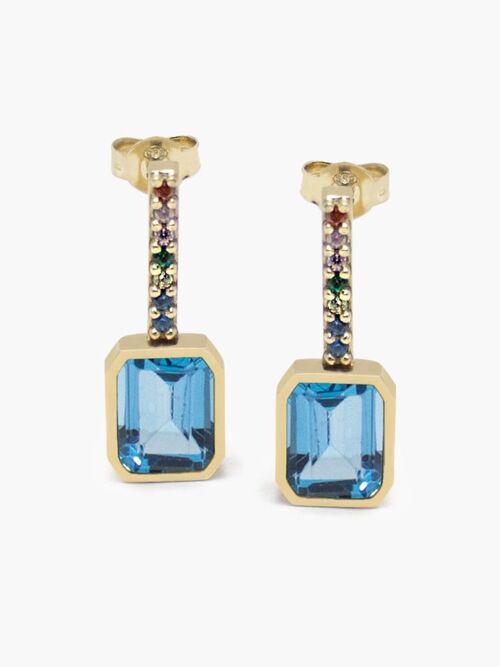 Luccichio Gold Vermeil Blue Topaz Rainbow Earrings