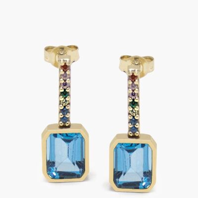 Luccichio Gold Vermeil Blue Topaz Rainbow Earrings