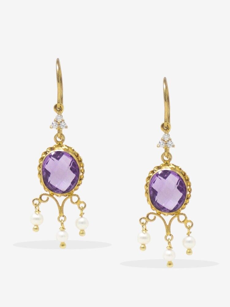 Boucles d'Oreilles Vénus Améthyste & Perle