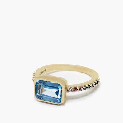 Luccichio Gold Vermeil Blue Topaz Rainbow Ring