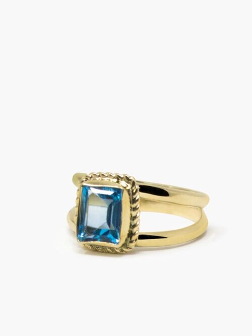 Luccichio Gold Vermeil Blue Topaz Stacking Ring