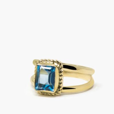 Luccichio Gold Vermeil Blue Topaz Stacking Ring