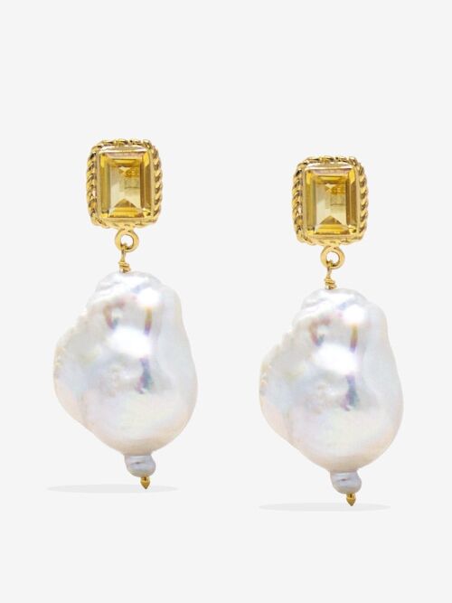 Luccichio Gold Vermeil Citrine & Pearl Earrings