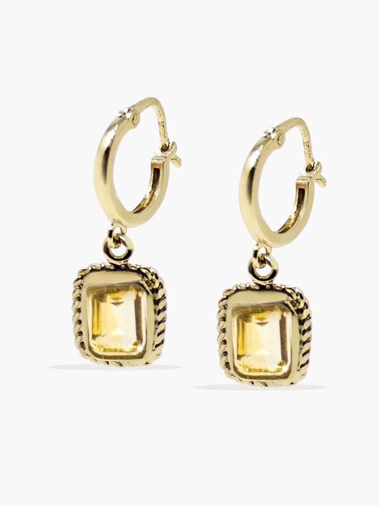 Luccichio Orecchini a cerchio in oro vermeil citrino