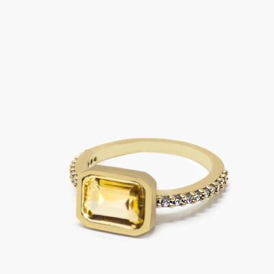 Anillo Luccichio de Oro Vermeil Citrino Sparkle