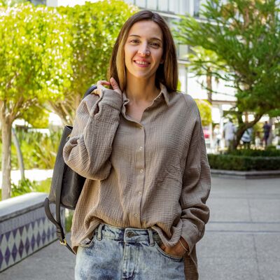 Oversize Musselin-Bluse "Maja" • Taupe