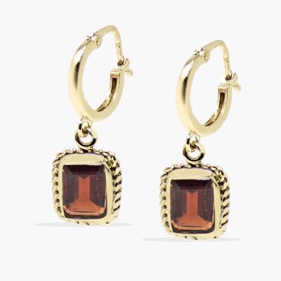 Luccichio Gold Vermeil Garnet Hoop Earrings