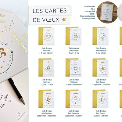 Lot de 24 Cartes de voeux Astro (2 de chaque signe du zodiaque)