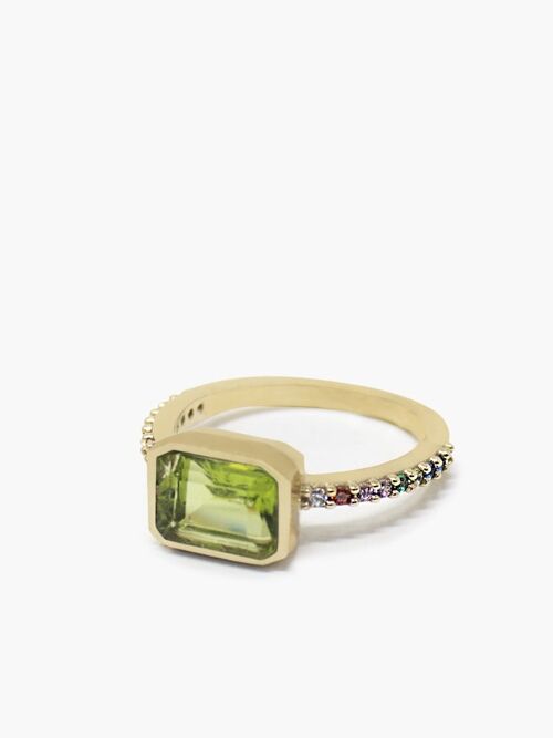 Luccichio Gold Vermeil Peridot Rainbow Ring