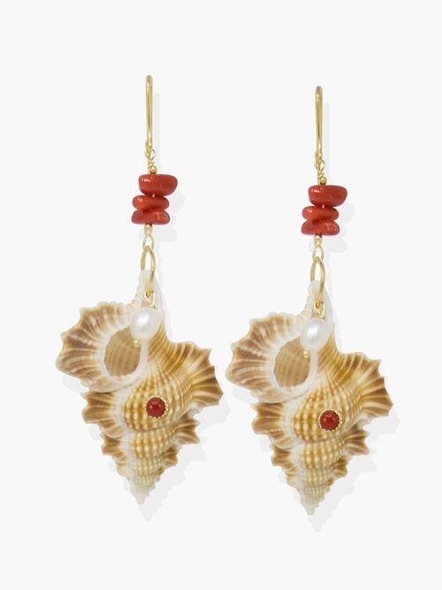 Mama Africa Coral & Pearls Shell Earrings