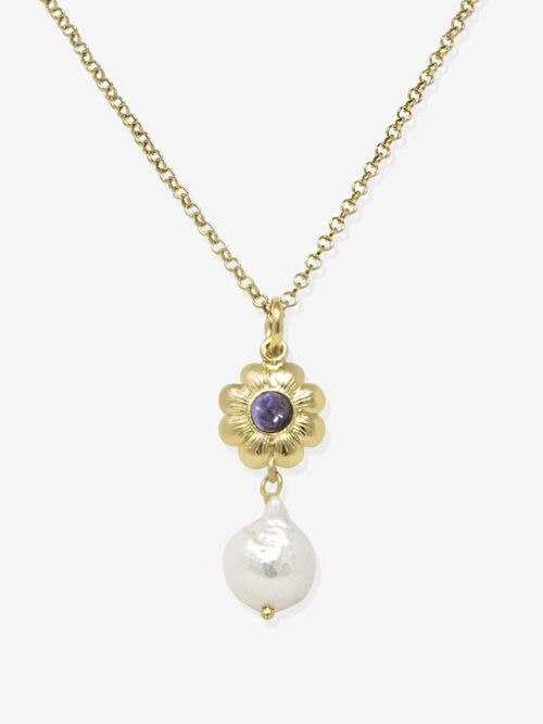 Mini Flower Gold-plated Iolite Necklace