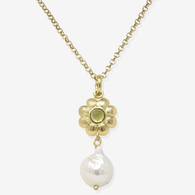 Mini Flower Gold-plated Peridot Necklace