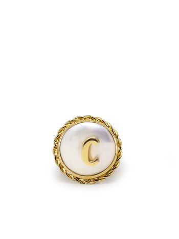 Bague Moonglow en plaqué or avec initiale C et perle 3