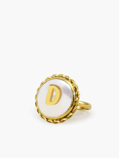 Moonglow Gold-Plated Initial D Pearl Ring
