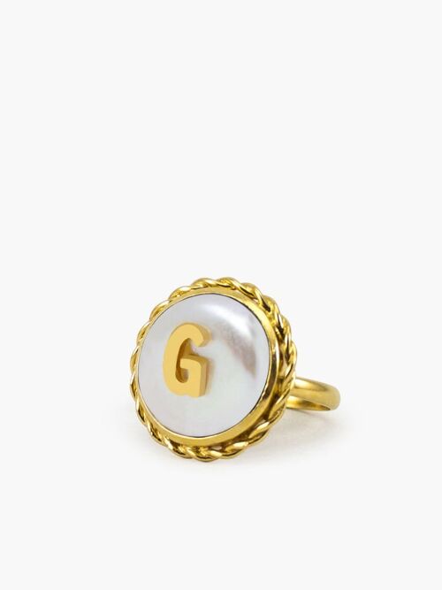 Moonglow Gold-Plated Initial G Pearl Ring